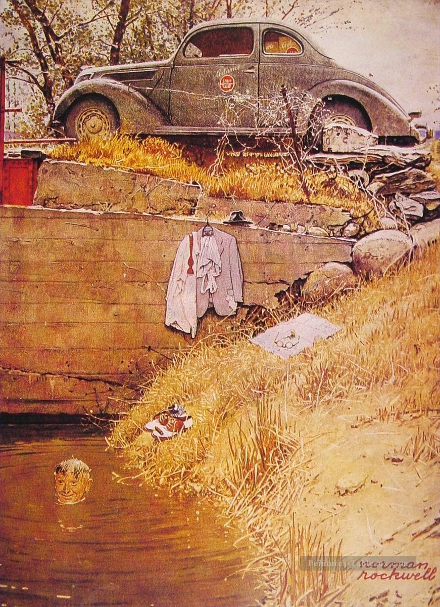 the swimming hole 1945 Norman Rockwell Oil Paintings